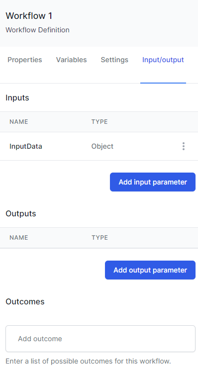 Workflow input and output
